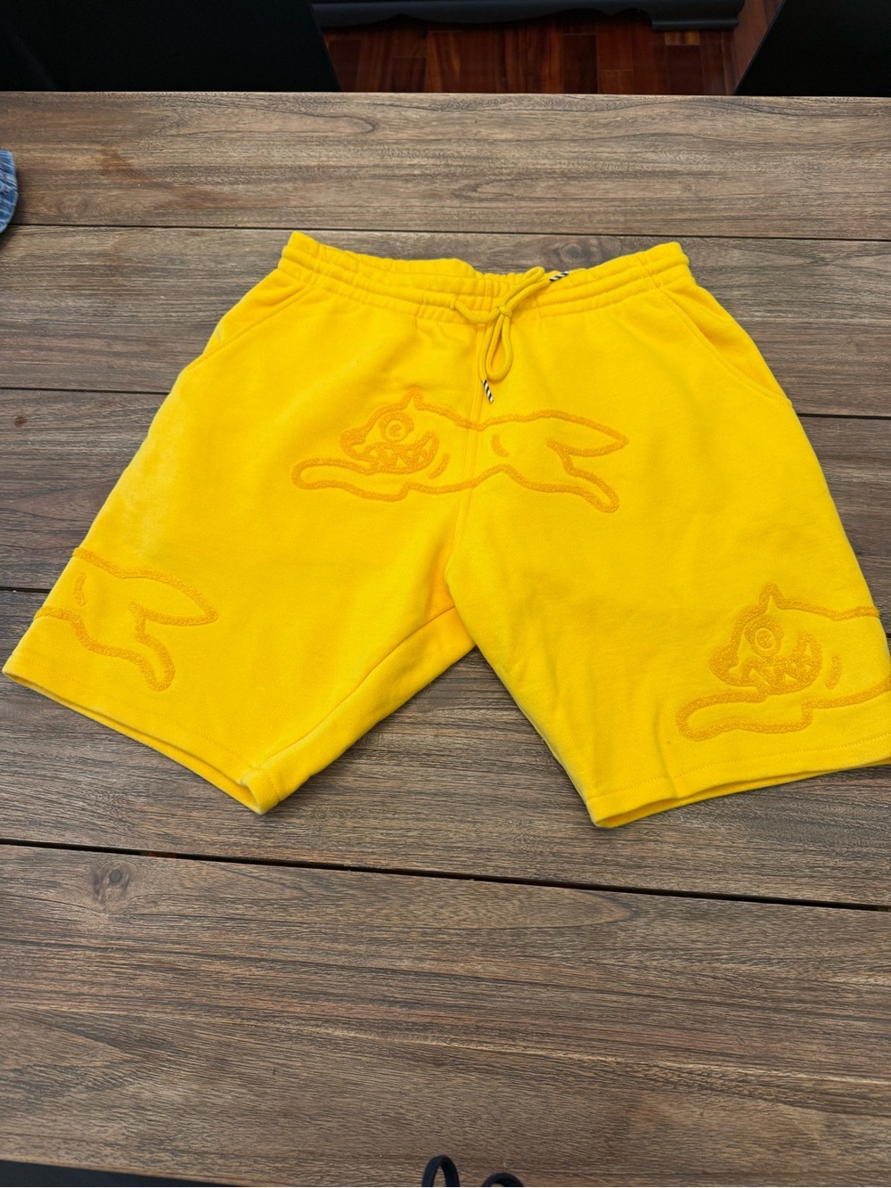 Billionaire Boys Club Yellow Embroidered Logo Athletic Shorts